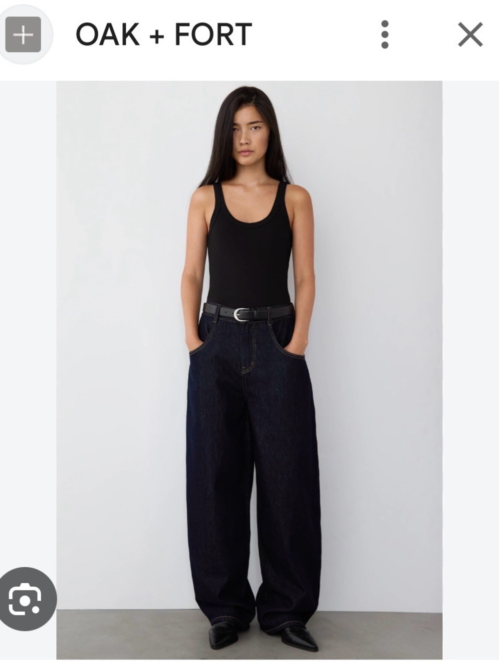 OAK + FORT Barrel Dark Indigo Wide-Leg Jeans